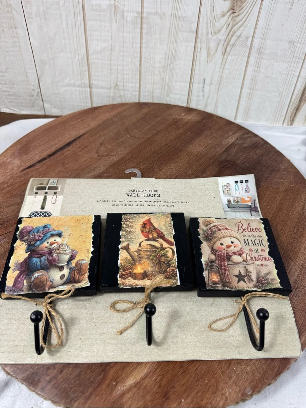Parisian Works Beige and Brown Wall Hooks Display